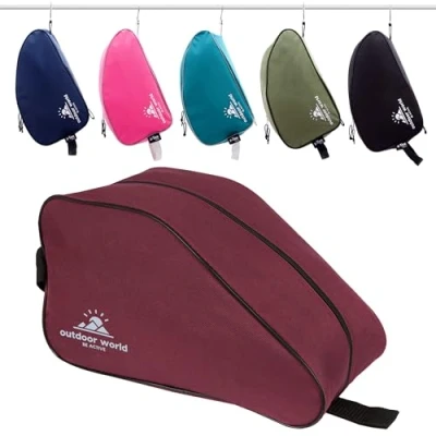 Image of Outdoor World Premium Boot Bag Water Resistant Wide Zip Opening Unisex Shoe Storage for Hiking, Walking, Football, Rugby, Golf Gym Shoes Suitable Adults, Children, Men, Women (Burgundy)