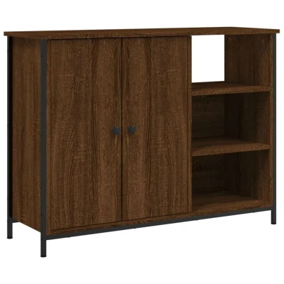 Image of vidaXL Sideboard Storage Cabinet Engineered Wood Brown Oak Highboard, Ample Space for Living Room, Bedroom.