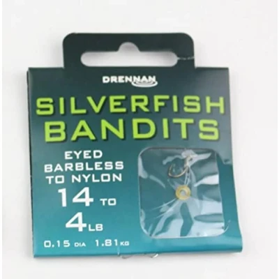 Image of Drennan Silverfish Bandits eyed barbless to nylon 14 4lb, qty 8
