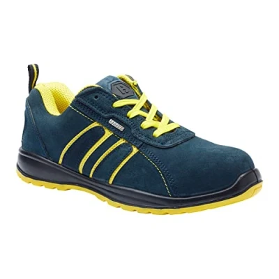 Image of Blackrock Hudson Steel Toe Cap Safety Shoes, Mens Womens Lightweight Trainers, Work Workwear, Non Slip, Wide Fit, Suede, Blue/Yellow, Light Shoes Size 13