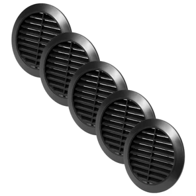 Image of Vent Systems 90 mm / 3.54&#039;&#039; Inch Black Pack of 5 Air Cover Round Vents Ventilation Grille Integrated Insect Screen HVAC for Bathroom, Home Office, Kitchen