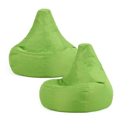 Image of Bean Bag Bazaar Dalton Outdoor Gaming Chair, Lime Green, Set of 2, Water Resistant Fabric, Recliner Large Beanbag with Filling Included, Seating, Garden Furniture