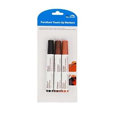 Image of KARRMA. Furniture Touch Up Markers Set of 3 Wood Scratch Repair Restore Pens Paint Floor, Colour Maple, Walnut, Cherry Perfect For Floors, Table, Chairs, Doors, Shelves, Worktops And More