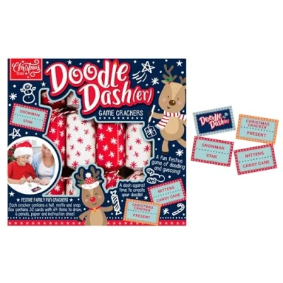Image of RSW Pack Of 6 Christmas Games Crackers Doodle Dasher Fun Drawing Family Dinner 9Inch