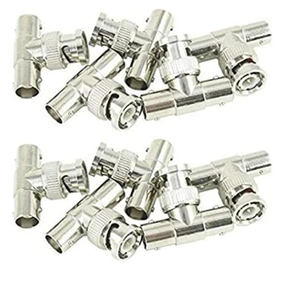 Image of BW 10pcs T Shape 3 Way BNC Male to 2 Female RF Coaxial Adapter MainCore x Sockets In Design Splitter Connector Plug Coax