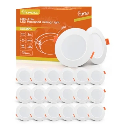 Image of Tomosu LED Downlights for Ceiling Warm White 2700 3000K 5W 450LM, AC 220 240V, Cut Φ75 90mm, 24mm Ultra Slim Recessed Lights, IP44 Spotlights Bathroom, 20 Pack