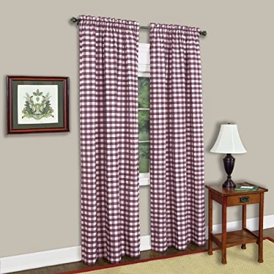 Image of Achim Home Furnishings Buffalo Check Panel 42x84 Burgundy