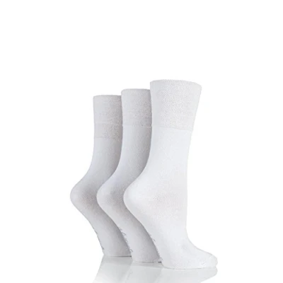 Image of Mega_Jumble 6 Pairs Ladies Gentle Grip No Elastic Diabetic Socks White 4 8 uk, 37 42 eur