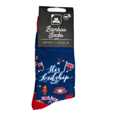 Image of His Lordship Socks for Him UK 8 11 Majesty Bamboo Novelty Gift Idea SOX017