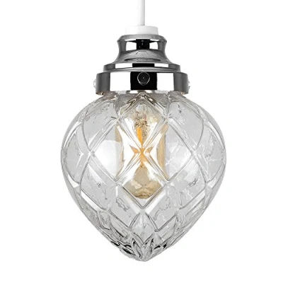 Image of MiniSun Modern Silver Chrome &amp; Decorative Crystal Effect Clear Glass Droplet Design Ceiling Pendant Shade