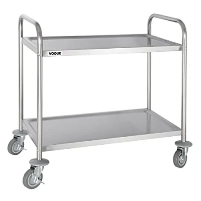 Image of Vogue 2 Tier Clearing Trolley Medium 810X455X855mm Stainless Steel Catering