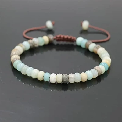 Image of AGOUNOD Trendy Bracelet Men Onyx Stone Women Couples Female Jewelry Gift (Size : Amazonite size)