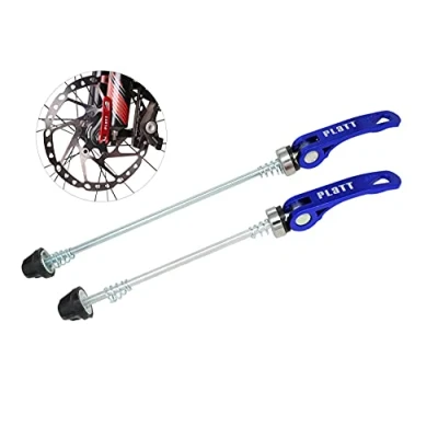 Image of PLATT Bike Wheel Hub Skewers MTB Quick Release Front and Rear Axle Fit for Road Bike,Mountain Bike,BMX (Blue,1Pair)
