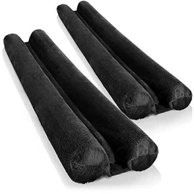 Image of com four® 2x draft stopper for the door microfibre bottom seal with double protection against drafts and noise (02 pieces black)