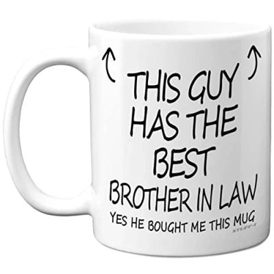 Image of Stuff4 This Guy Has The Best Brother in Law Mug Gifts, 11oz Ceramic Dishwasher Safe Coffee Mugs Sibling Gifts for Birthday, Christmass, Premium Cup Made UK