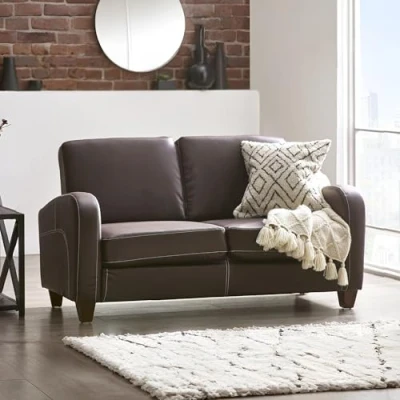 Image of Julian Bowen 2 Seater Sofa, Brown Faux Leather, One Size