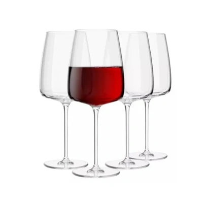 Image of Krosno Red Wine Glasses Set of 4 600 ML Modern Collection Drinking Wedding Gift Perfect for Home, Restaurants and Kitchen Dishwasher Safe
