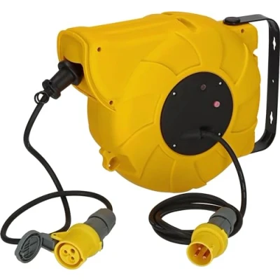 Image of Brennenstuhl Automatic CEE cable Reel IP44 /Extension Lead with 18m (16+2m) for outdoor use (for wall or ceiling mounting, robust plastic casing, electrical rewind, colour: black)