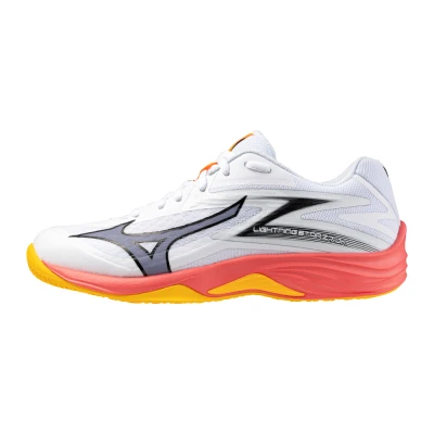Image of Mizuno LIGHTNING STAR Z7 Jr. Field Hockey Shoes White/Fiery Coral 2/Citrus Junior Size 1,5