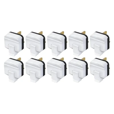 Image of Permaplug White Heavy Duty Plug Top 13A 13 Amp Fused 3 Pin Pack of 10