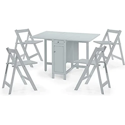 Image of Julian Bowen Light Grey Wood Savoy Dining Set
