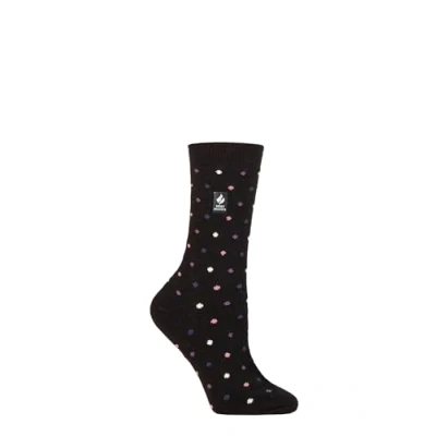 Image of Women&#039;s 1 Pair SOCKSHOP Heat Holders 1.0 TOG Ultralite Striped, Argyle &amp; Patterned Socks Turlan Dots Black / Heather Rose 4 8