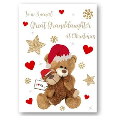 Image of Second Ave Great Granddaughter Bear Heart Christmas Xmas Holiday Festive Greetings Card