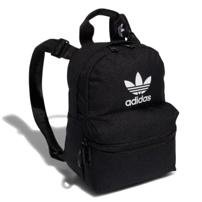 Image of adidas Originals Unisex&#039;s Trefoil 2.0 Mini Backpack Small Travel Bag, Black/White, One Size
