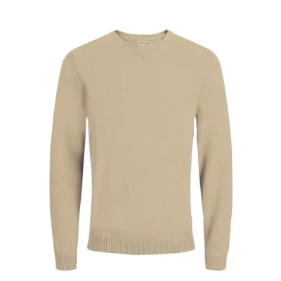 Image of JACK &amp; JONES Men&#039;s JJEBASIC Knit V Neck NOOS 12137194, Beige (crockery), S