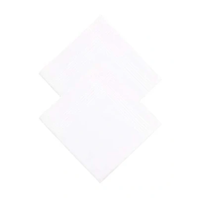 Image of 2 Pieces Men&#039;s White Handkerchiefs Fabric with Stripes 100% Cotton 40cm*40cm