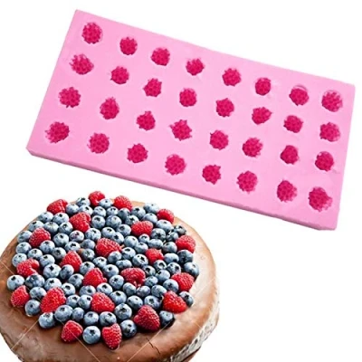 Image of 32 Cavity 3D Raspberry Mulberry Fruit Cake Decorating Ice Cube Cream Chocolate Mold Silicone Molds Baking Clay Mould