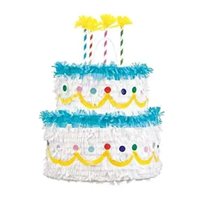 Image of Unique 68149 Blue Birthday Cake 3D Pinata 2 Tier 1 Pc, Multicolour