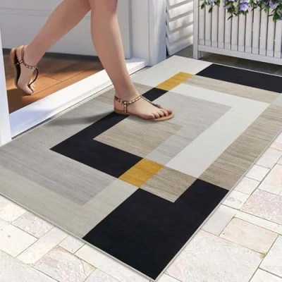 Image of Hafaa Door Mats 80 x 150 cm Non Slip for Kitchen Floor Soft Heavy Duty Doormats Inside Stylish Printed Welcome Front Doormat Dirt Trapper Indoor Outdoor Mat (Milo)