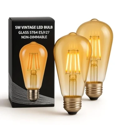 Image of Moonstone Lighting LED GU10 Glass Body Bulbs, Warm White, 5W, 510 Lumens, Non Dimmable, Pack of 5 (5W ST64 ES/E27 2700K 2 Pack)