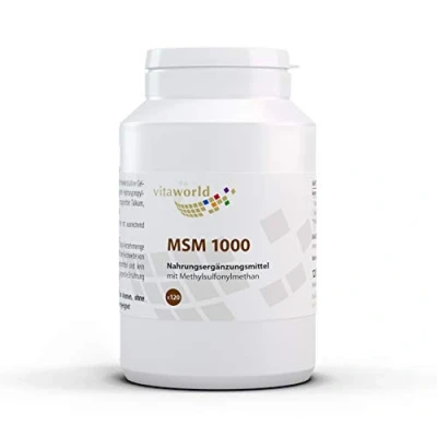 Image of Vita World MSM 1000 mg (Methylsulfonylmethane) High Dosage 120 Tablets Vegetarian/Vegan