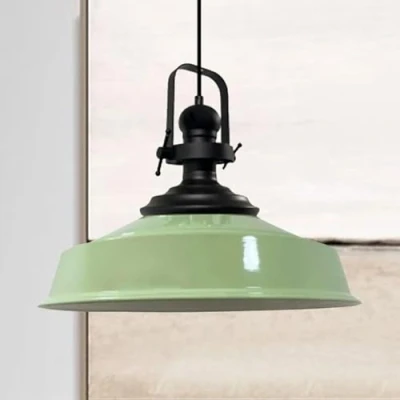 Image of bamyum Asletl Pendant Light Vintage Metal 40 cm, Lamp Shades Ceiling, Kitchen Lights Ceiling E27, Industrial Fitting for Living Room Mint Green