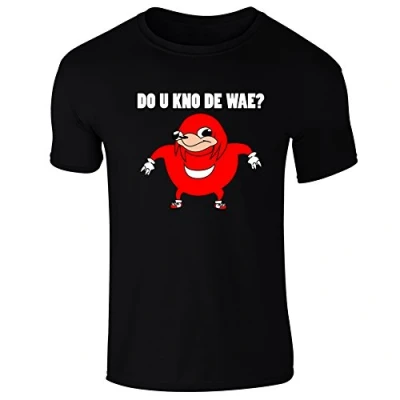 Image of Mens T Shirt Ugandan Knuckles Meme Do U Kno De Wae ? Black (L)