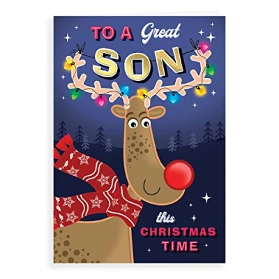 Image of Piccadilly Greetings Character Christmas Card Son 9 x 6 inches