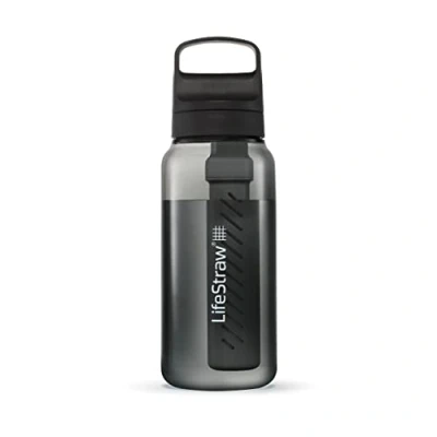 Image of LifeStraw Go Series — BPA Free Water Filter Bottle for Travel and Everyday Use Removes Bacteria, Parasites Microplastics, Improves Taste, 1L Nordic Noir