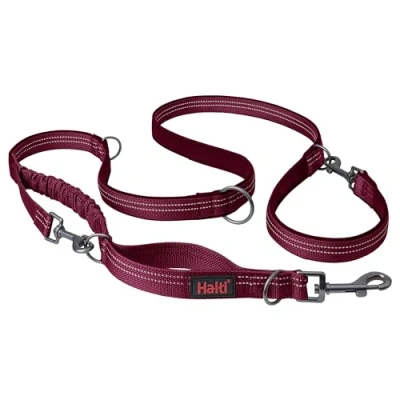 Image of HALTI Anatomy Multifunctional Dog Lead Shock Absorbing Double Ended Lead, Ideal for Walking &amp; Training. Comfortable to Hold, Reflective Lightweight. Suitable Puppies (Size Small, Magenta)