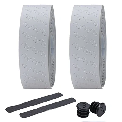Image of BBB Cycling Bike Handlebar Tape Pattern Grip Road, Urban and MTB Bicycles, Non Slip, Includes Plugs Finishing White UltraRibbon Gel BHT 15G