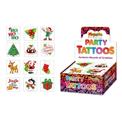Image of Playwrite 48 x Christmas Children&#039;s Temporary Tattoos (4 packs of 12)