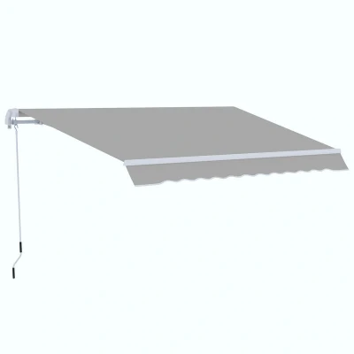 Image of Outsunny Garden Patio Manual Awning Canopy Sun Shade Shelter Retractable Light Grey
