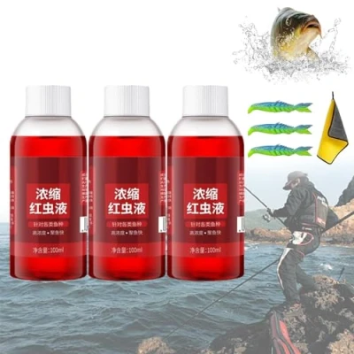 Image of Red 40 Fishing Liquid, Red40 Ink Fishing, Concentrated Liquid Bait, Strong Fish Attractant Worm Bait Additive (3PCS)