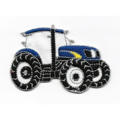 Image of Sew on Iron Embroidered Patch Blue Tractor Badge