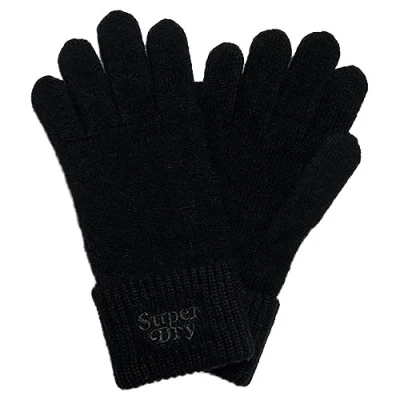 Image of Superdry Women&#039;s Rib Knit Glove, Black/White, One Size