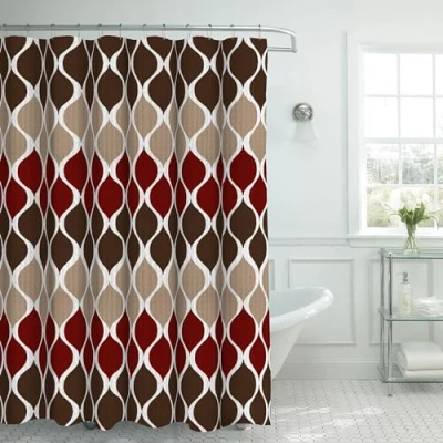 Image of Creative Home Ideas Textured Clarisse Shower Curtain Set of 1 &amp; 12 Metal Hooks Rust Resistant 100% Polyester Machine Washable Measures 70 X 72 Espresso