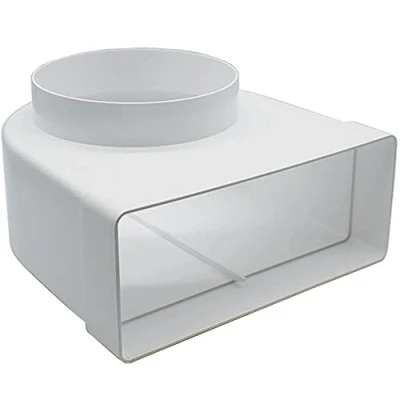 Image of Kair Elbow Bend Adaptor 220mm x 90mm to 150mm 6 inch Rectangular Round 90 Degree Adapter for Converting Different Size Plastic Ducting Systems