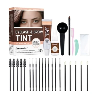 Image of 2 in 1 Eyelash &amp; Brow Tint,Eyebrow Lamination Kit,Professional Lift Kit,DIY Eye Kit for Natural Trendy Shaping Brow,Thicker Brows,Easy to Use and Long Lasting Results (Brown)