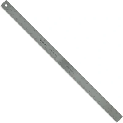 Image of Westcott ZC 24 Zero Center Stainless Steel Metal Ruler with Non Slip Cork Base, in, Chrome